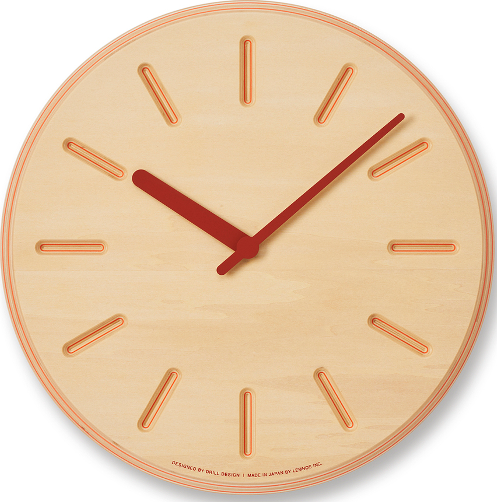 Настенные часы Lemnos Paper Wood Line, дерево, 29 см, оранжевые