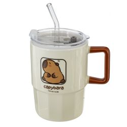 GAEM Кружка с крышкой и трубочкой, 440 мл, L11,5 W8,5 H12,5 см, 4в.