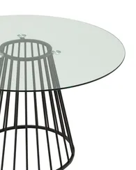 Стол Nels Ø120 см, закаленное стекло, черная ножка