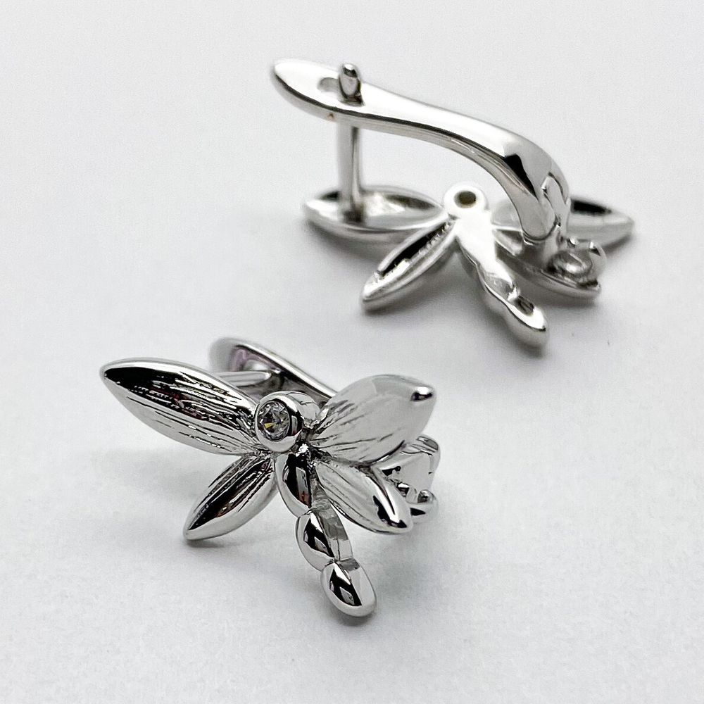 Ювелирные швензы с родиевым покрытием, размер 18*12 мм, цена за пару