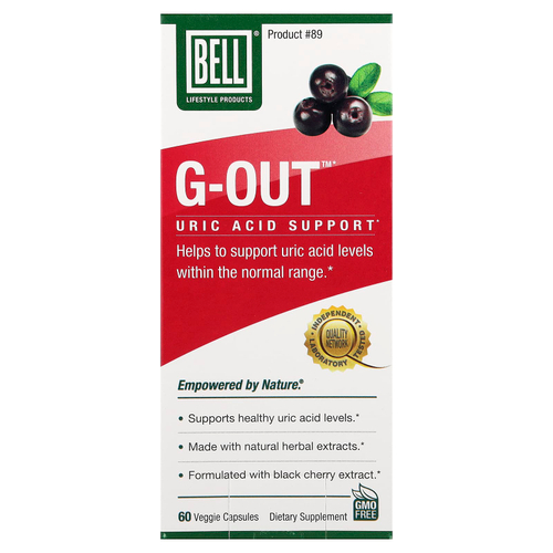 Bell Lifestyle, G-out™, добавка для поддержки уровня мочевой кислоты, 60 растительных капсул