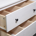 Белый деревянный комод Хермес с 3 ящиками с металлическими ручками, комод на ножках для игрушек, из массива дерева