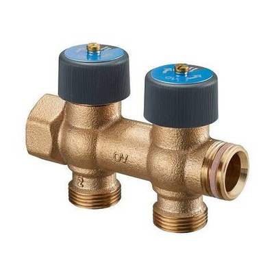 Коллектор регулирующий проходной Oventrop Multidis R - 3/4" (ВР/НР) на 2 контура 3/4"ЕК (Евроконус)