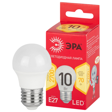 Лампочка светодиодная ЭРА RED LINE LED P45-10W-827-E27 R E27 / Е27 10 Вт шар теплый белый свет