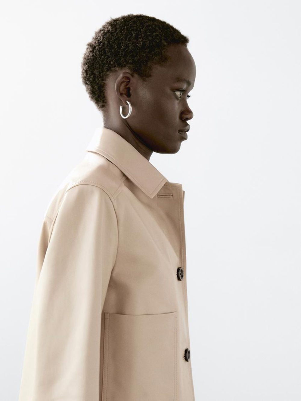 Massimo Dutti Укороченная куртка из кожи наппа, бежевый