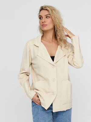 Жакет строчки трикотажный, бежевый