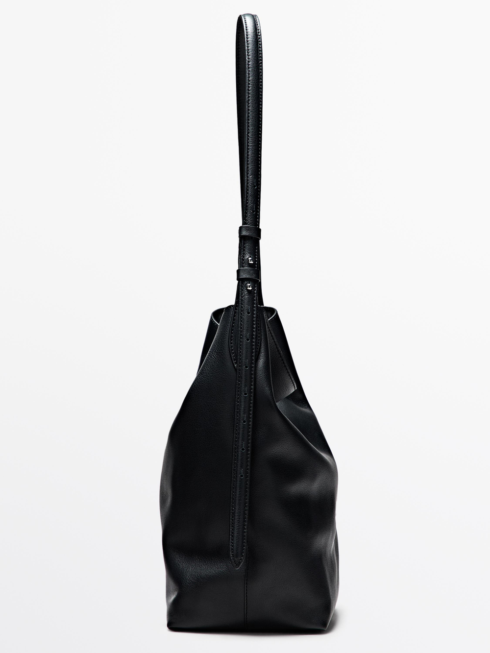 Massimo Dutti Сумка-мешок из кожи наппа, черный