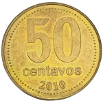 Аргентина, монета 50 сентаво 2010 г.
