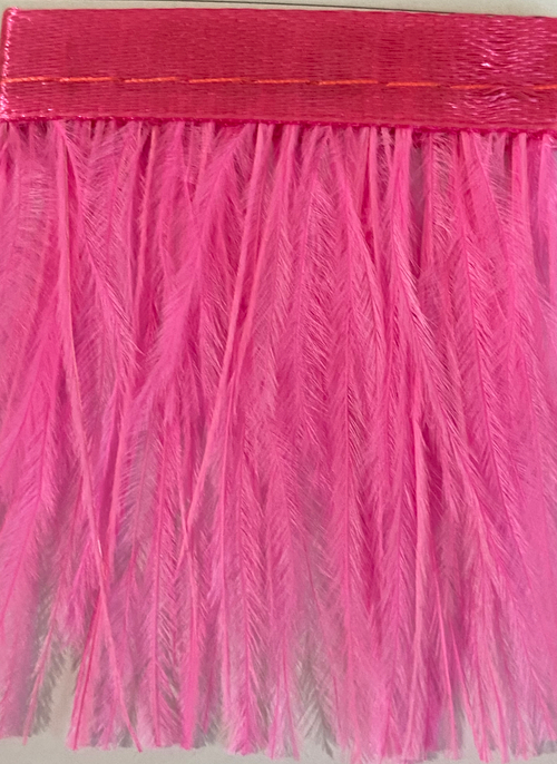 Перья страуса 10-15см на тесьме, цвет Cerise, 1 м