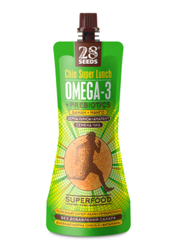 Ассорти Супер-ланчи 28SEEDS Чиа ОМЕГА-3 10 шт: Банан+Манго 5 шт, Банан+Вишня 5 шт, пп