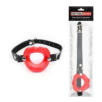 Красный кляп-губки на черном регулируемом ремешке (Цвет: красный с черным)