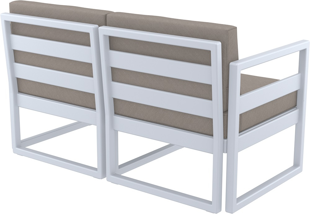 Диван пластиковый двухместный с подушками Siesta Contract Mykonos, серебристый, светло-коричневый