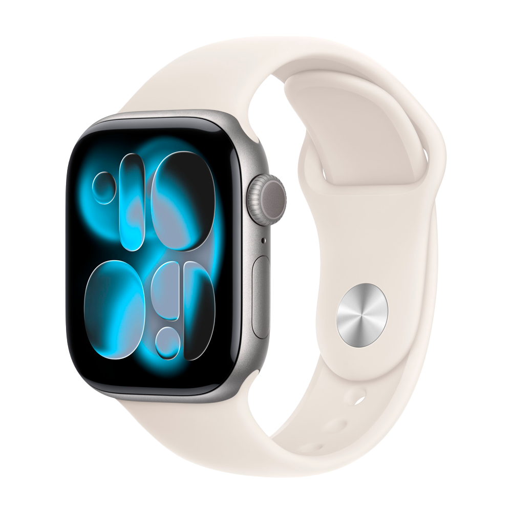 Умные часы Apple Watch Series 11 GPS, 42mm, Space Gray Aluminium Case with Starlight Sport Band, S/M