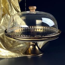 Lenardi 232-005 Тортовница 28см на ножке с крышкой ВИНТАЖ в под.уп.(х4)Фарфор