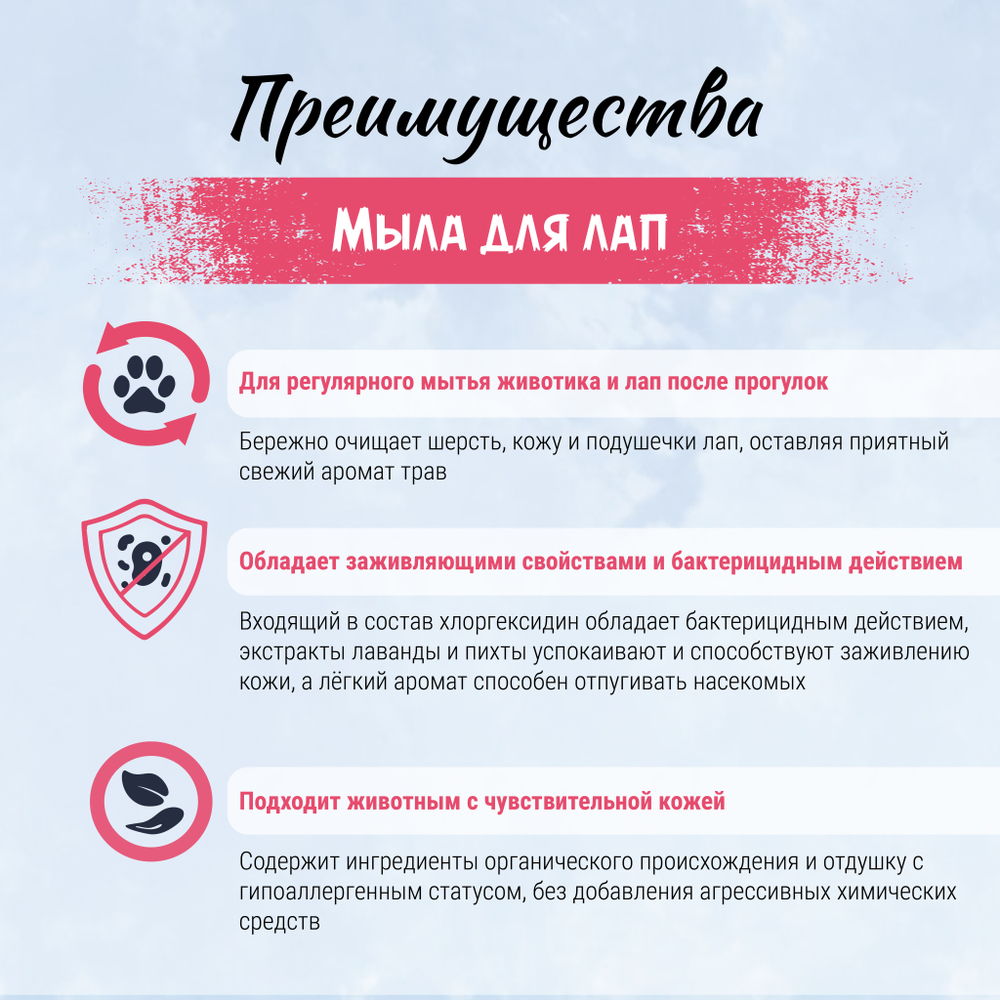 Гель-мыло для лап ТерриториЯ-косметика для собак и для кошек с хлоргексидином "Сила свободы" - 500 мл