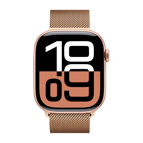 Умные часы Apple Watch Series 10 GPS, 46mm, Rose Gold Aluminium Case with Milanese Loop, Gold