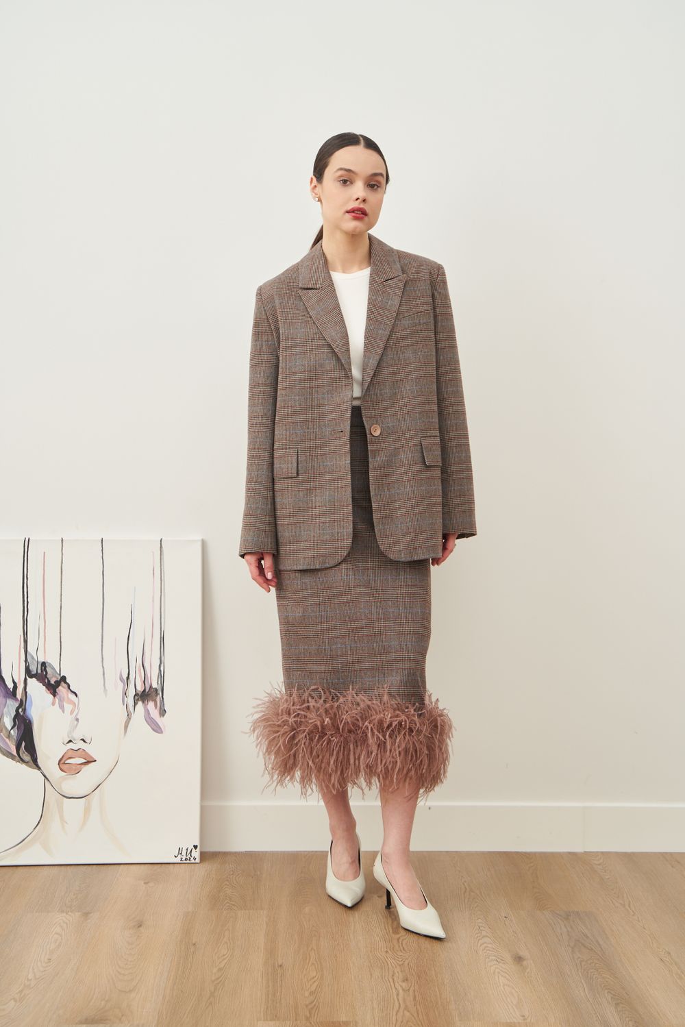 ЮБКА С ПЕРЬЯМИ СЕРО-БЕЖЕВЫЙ|ОРАНЖЕВЫЙ|КАКАО