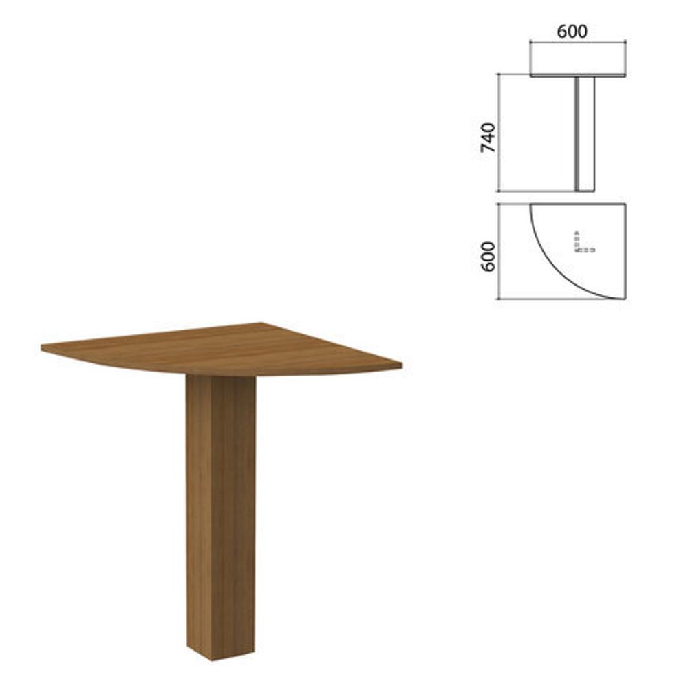 Стол приставной угловой &quot;Бюджет&quot;, 600х600х740, орех французский, 402664-190