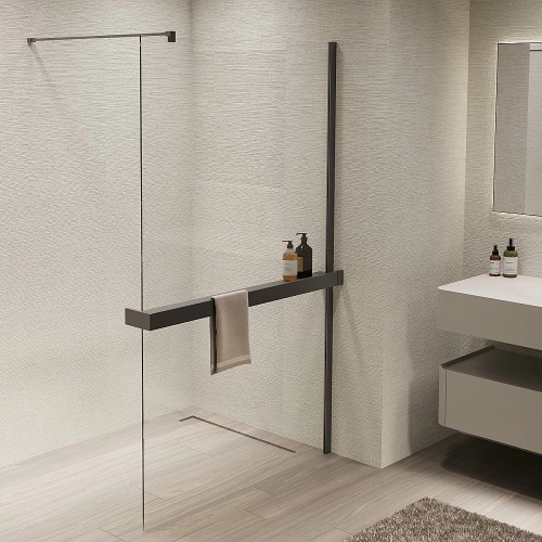 Душевая перегородка Vincea Walk-In VSW-1HR900CLGM 90x200 профиль вороненая сталь/стекло прозрачное