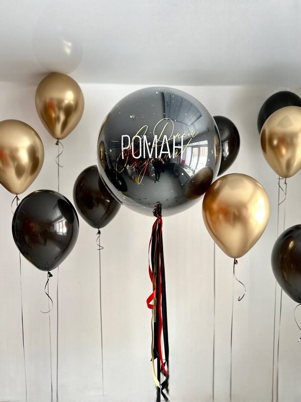 Воздушные шары черно-золотые №3088