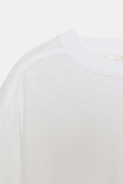 ZARA ХЛОПКОВАЯ ФУТБОЛКА С КОРОТКИМИ РУКАВАМИ, БЕЛЫЙ