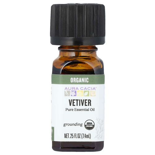 Aura Cacia, Органический ветивер, 0,25 ж. унц. (7,4 мл)