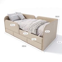 Кровать детская 160х80 см с бортиком и ящиком (скругленная) (лайт блю Беверли)