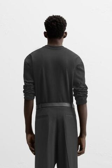 ZARA ФУТБОЛКА С ДЛИННЫМИ РУКАВАМИ, ЧЕРНЫЙ
