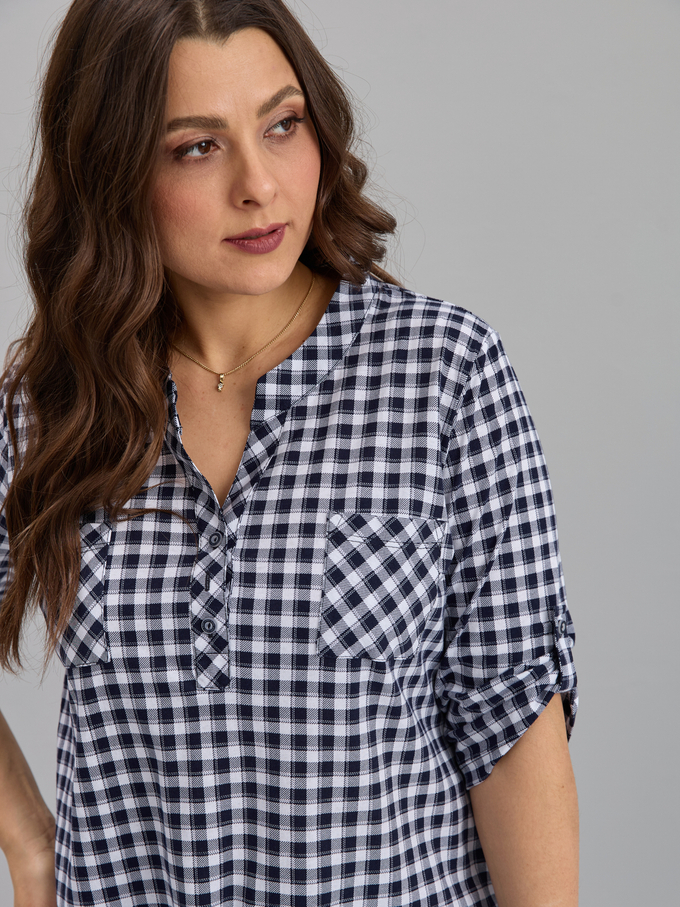 Блузка БЛ-131/клеткасиняя-строчка