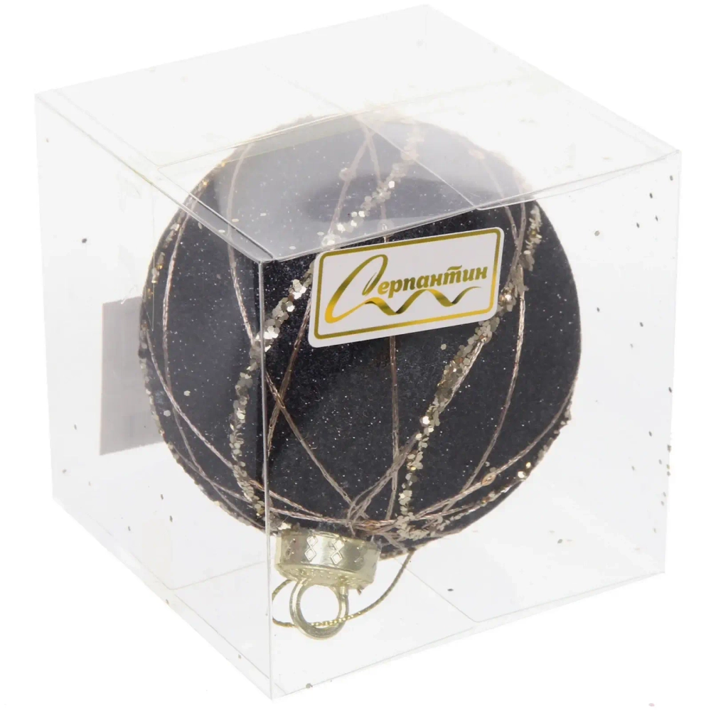 Новогодний шар «Изысканный шарм» 8 см, Черный/Золото