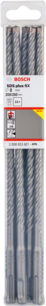 Бур по бетону Bosch SDS-plus-5X 8x200x260 мм, 10 шт. 2608833901