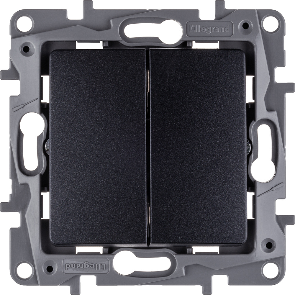 Выключатель 2х-клавишный 10А 250В антрацит ETIKA Legrand