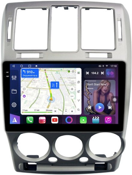 Магнитола для Hyundai Getz 2002-2011 (рамка серебро) - FarCar 3073-2M монитор 9.5" QLED на Android 14, TS18, CarPlay, 4G SIM-слот