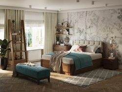 160-200 Кровать Wood Home Lite 1 с подъемным механизмом ЛДСП Бунратти/Антик (сосна)/Casa Бежевый