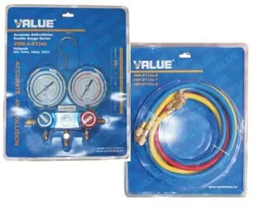 Манометрический коллектор Value VMG-2-R410A-B-02 (R22, R134a, R410a, R407C; 2-х вентильный; 3 шланга 120 см; манометры 68 мм; упак. блистер)4 932,724 932,72
