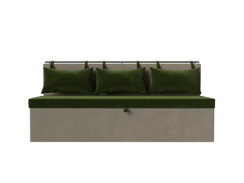 Диван кухонный прямой Метро, Зеленый\Бежевый, Микровельвет, 105005