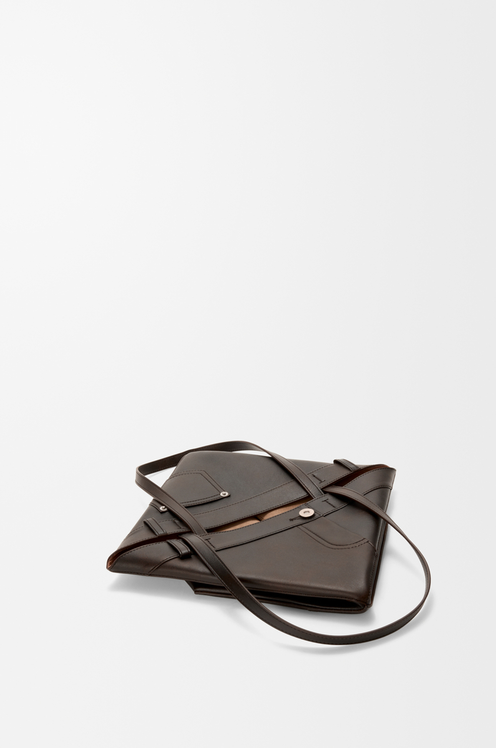 Loewe Сумка-тоут среднего размера Panta Puzzle Fold из блестящей телячьей кожи, темно-коричневый