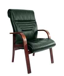 Кресло для посетителей Basel D темно-зеленая кожа