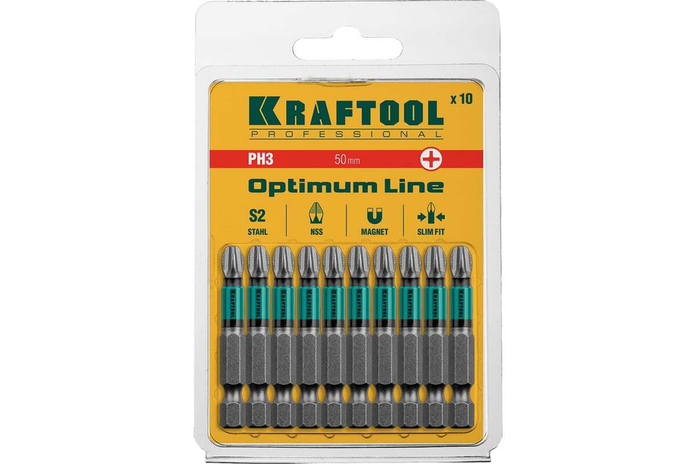 KRAFTOOL  OPTIMUM PH 3, 50 мм, 10 шт, Биты (26122-3-50-10)