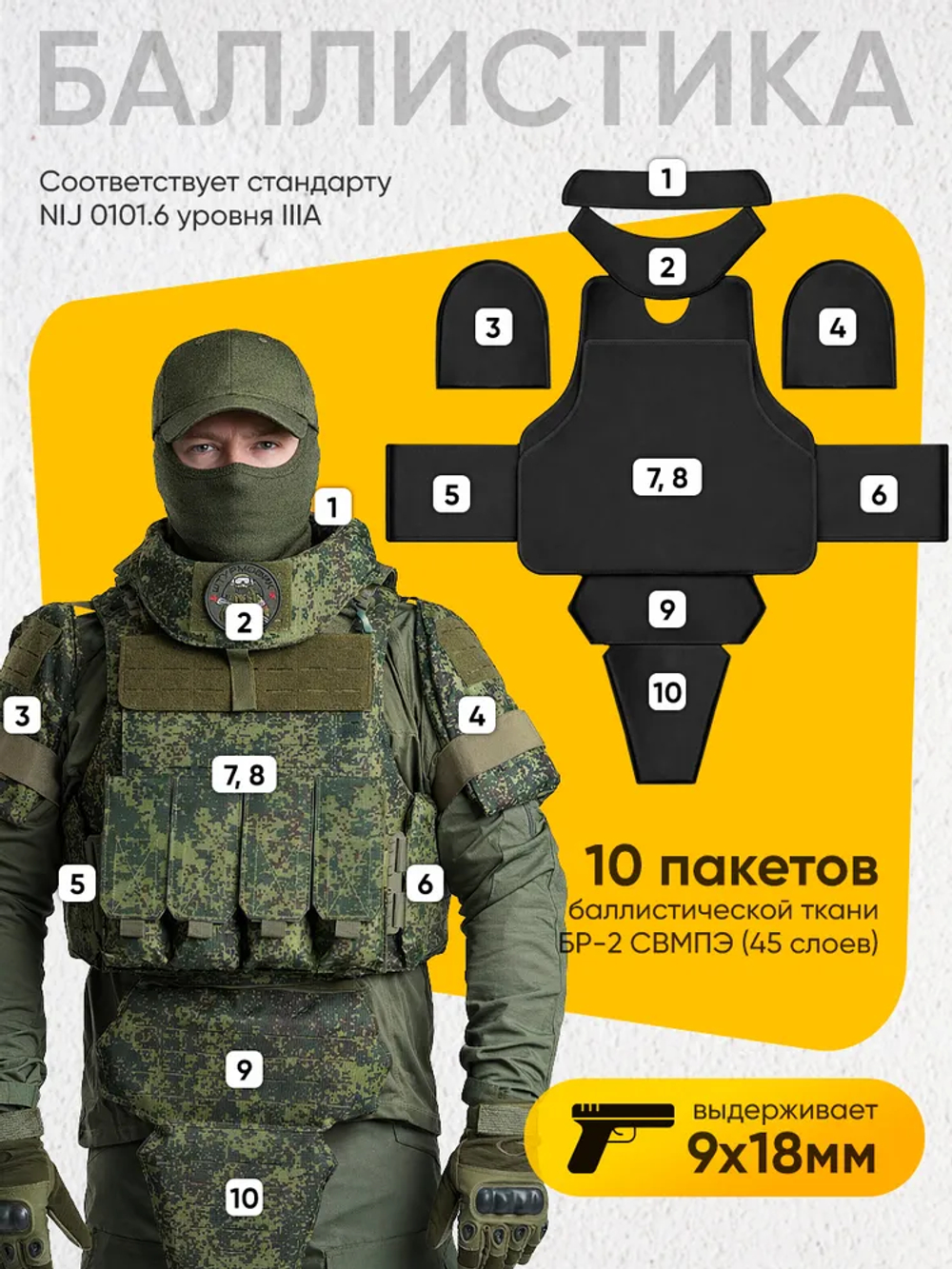 Бронежилет штурмовой с подсумками Пиксель + бронеплиты БР-4