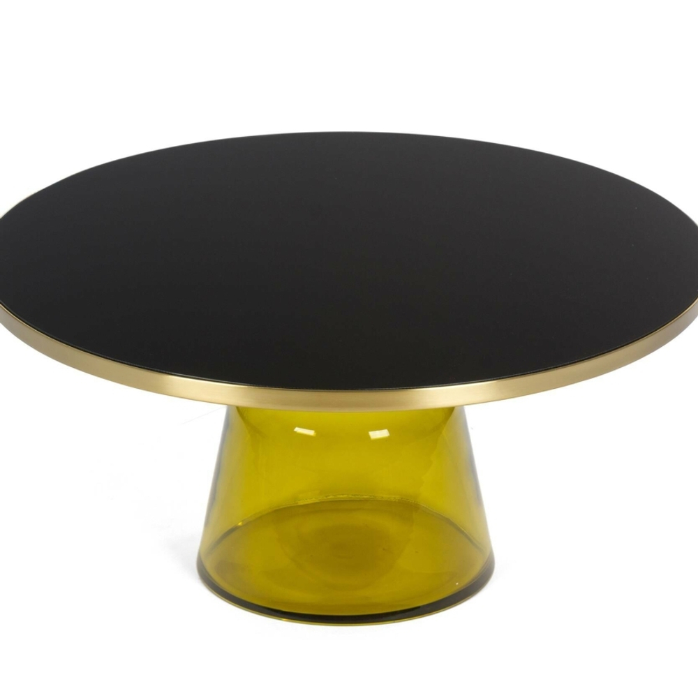 Кофейный столик Vaso Glass 1 диаметр 75 стекло закалённое, желтый, черный