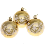 Новогодние шары 7см (набор 3шт) «Хвойные веточки», золото