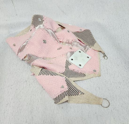 Шейный платок, бактус дизайнерский бежевый с розовым