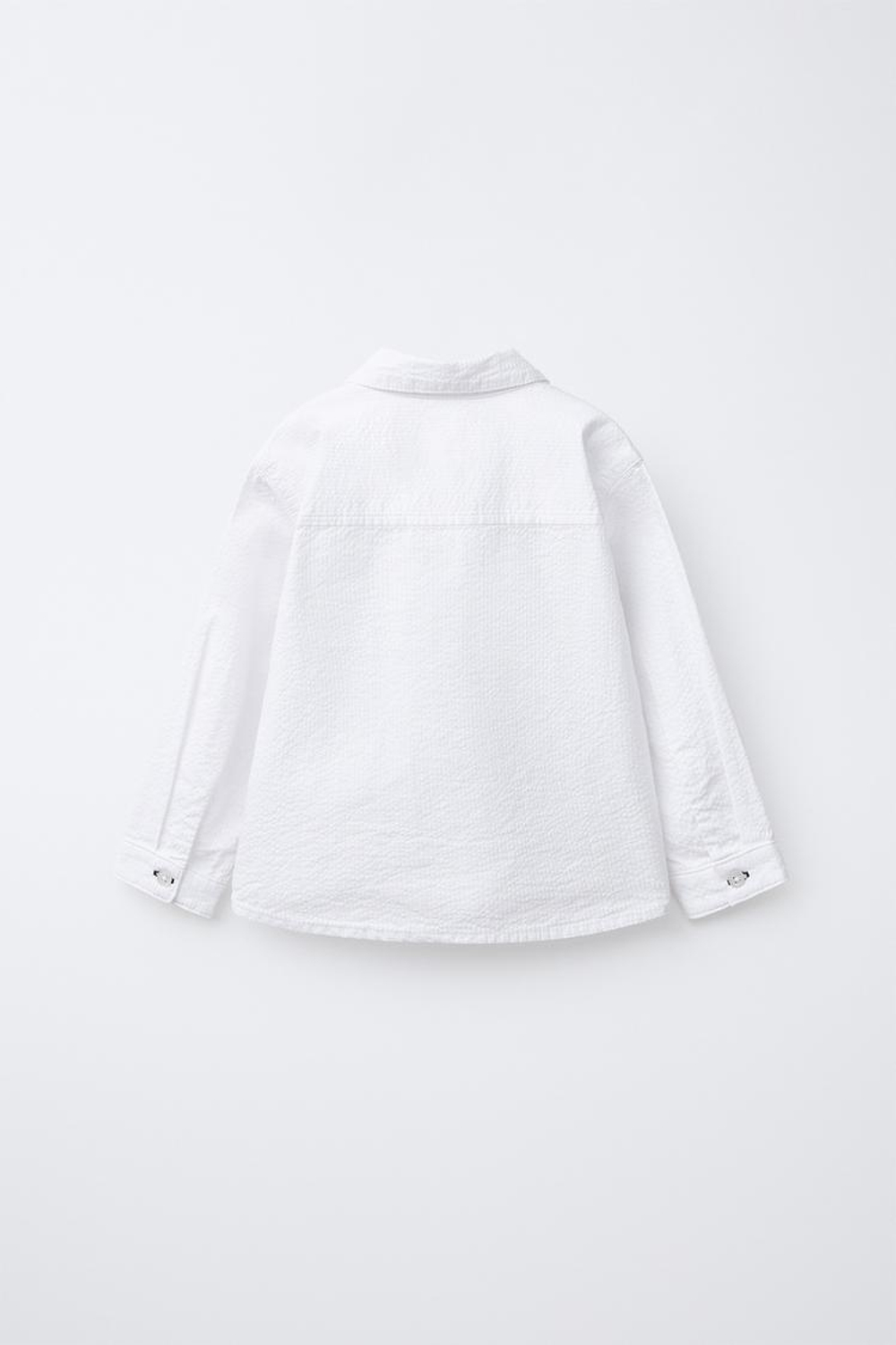 ZARA БАЗОВАЯ РУБАШКА ИЗ ЖАТОЙ ТКАНИ, БЕЛЫЙ