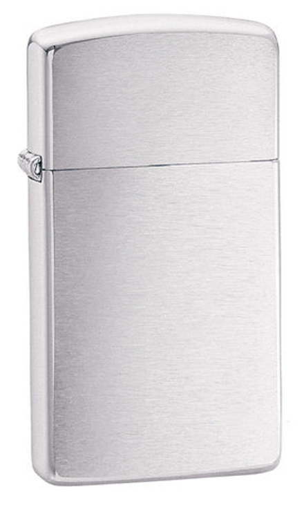 Зажигалка Zippo Slim Brushed Chrome, латунь/сталь, серебристая, матовая, 29х10x60 мм