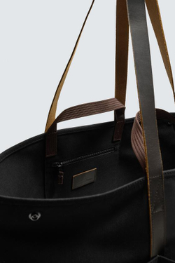 ZARA X AARON LEVINE ШОПЕР С КОЖАНЫМИ ДЕТАЛЯМИ, ЧЕРНЫЙ