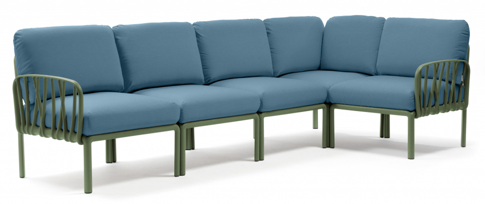 Диван пластиковый с подушками Nardi Komodo 5, агава, синий