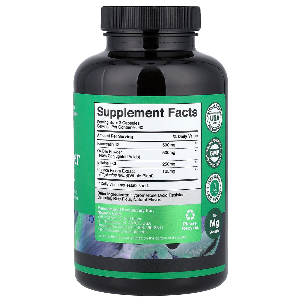 Nature's Craft, Поддержка желчного пузыря, 180 капсул