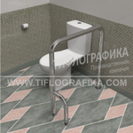 Поручень опорный П-образный, левый, напольный, нерж. сталь, 800x650x180 мм, D38 мм