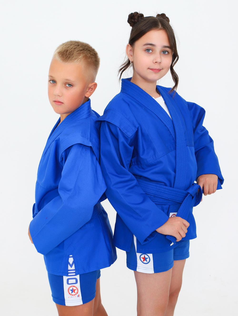 Куртка для САМБО с поясом, плотностью 580 г/м² с подкладкой синяя